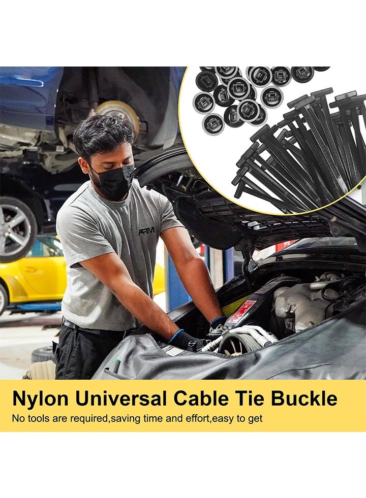 150PCS Nylon Universal Cable Tie Buckle, Heavy Duty Plastic Rivet T Zip Ties Style, Grip Auto Zip Tie Buckles, Self-Locking Rivet Zip Ties，Automotive Zipper Clips, Button Ziptie Bumper Retainer Fender Liner Fastener， Multifunctional Cable Tie Buckle for Car Daily Repair, Home, Office, Garden, Workshop - Image 3