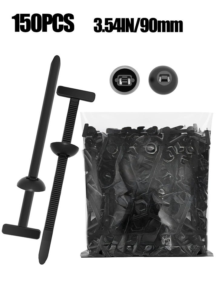 150PCS Nylon Universal Cable Tie Buckle, Heavy Duty Plastic Rivet T Zip Ties Style, Grip Auto Zip Tie Buckles, Self-Locking Rivet Zip Ties，Automotive Zipper Clips, Button Ziptie Bumper Retainer Fender Liner Fastener， Multifunctional Cable Tie Buckle for Car Daily Repair, Home, Office, Garden, Workshop - Image 1