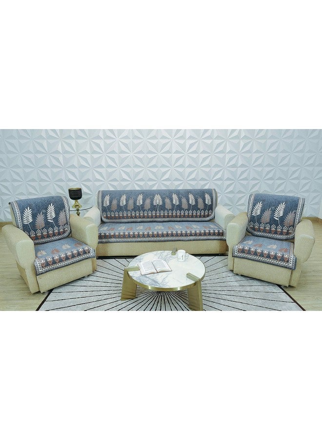 KREEVA New Lazer 6 Piece 5 Seater Sofa slipcover and Chair Set- (3+1+1), (Grey Feather) - Image 1