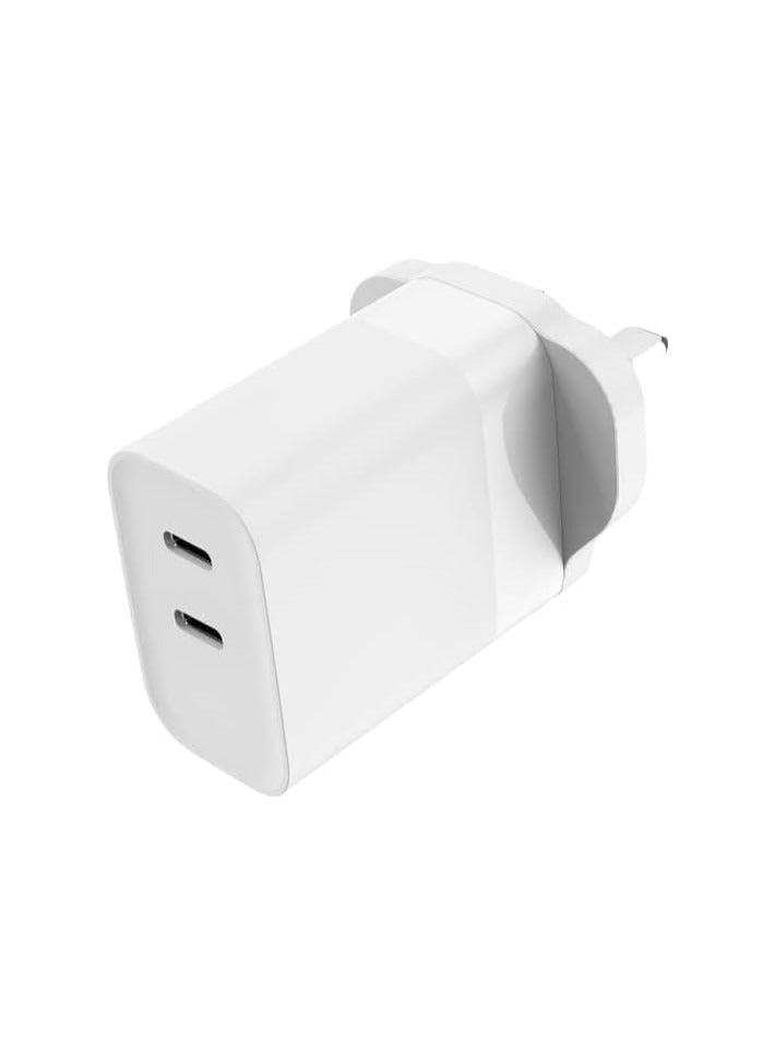 EKR محول طاقة EKR 45W من نوع GaN Type-C، شاحن سريع لجهاز iPhone 14/15/16/17، iPad، Samsung Galaxy، Pixel، AirPods، منفذين، مناسب للسفر، أبيض و كابل شحن سريع USB-C إلى USB-C EKR 100W مضفر | 2M | شريحة Emark | نقل بيانات عالي السرعة - أبيضBundle - Image 2