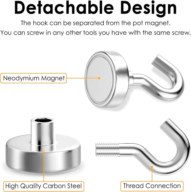 GREATMAG Magnetic Hooks Heavy Duty, 80 lbs Strong Hooks for Hanging, Magnet with Hook for Cruise, Grill, Fridge, Pack of 12, Silver - Image 5