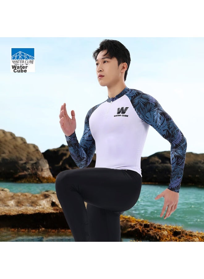 WATER CUBE Shuili Fang Men's Swimwear, Surfing And Diving Suit, Cold-resistant Long-sleeve Swimsuit, Quick-drying, For Beach Vacation, White, XL - Image 3