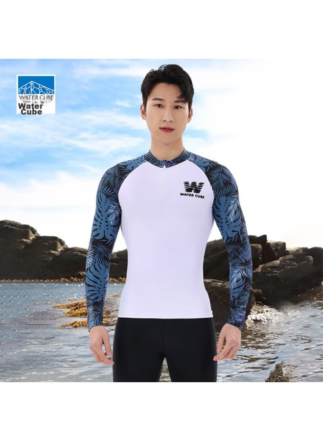 WATER CUBE Shuili Fang Men's Swimwear, Surfing And Diving Suit, Cold-resistant Long-sleeve Swimsuit, Quick-drying, For Beach Vacation, White, XL - Image 2