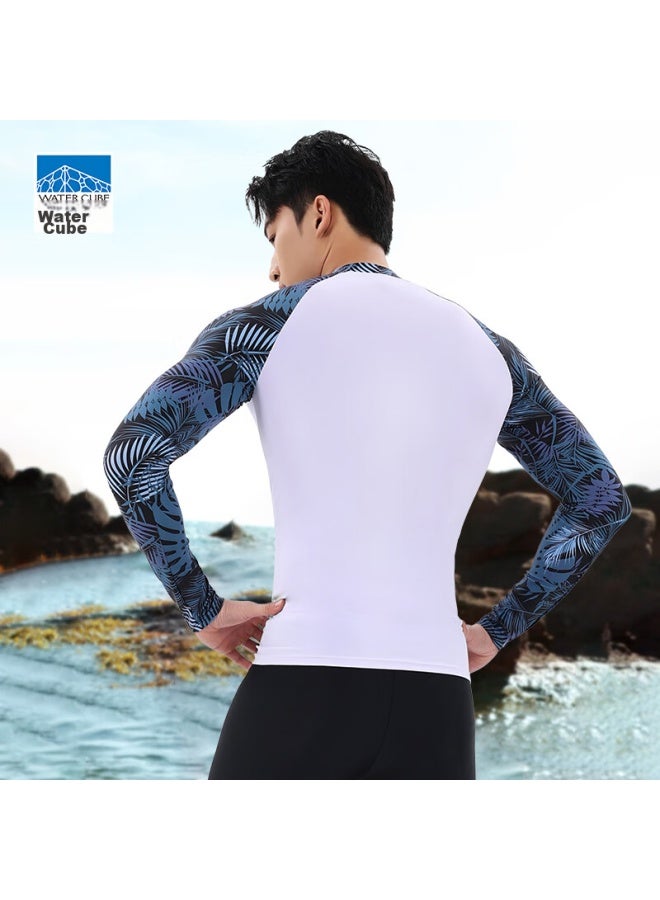 WATER CUBE Shuili Fang Men's Swimwear, Surfing And Diving Suit, Cold-resistant Long-sleeve Swimsuit, Quick-drying, For Beach Vacation, White, XL - Image 4