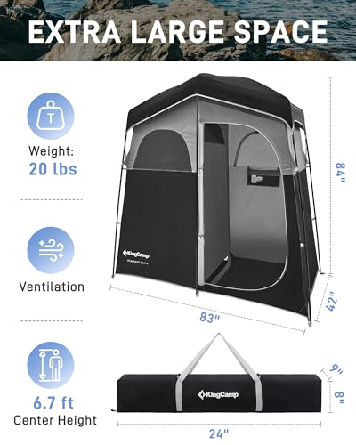 KingCamp Shower Tent, Portable Privacy Tent Outdoor Camping 1/2 Room Toilet Tents with Shower Bag & Dressing Room for Travel Beach Tailgate - Image 2