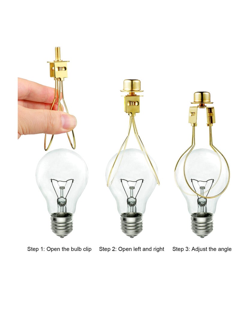 Excefore - Bulb Lamp Shade, 2 Pieces Lamp Shade Light Bulb Clip Adapter, Light Bulb Lamp Shade Clip Includes Finial and Lampshade Levellers for Lamp Shade Replacement, Bronze - Image 1