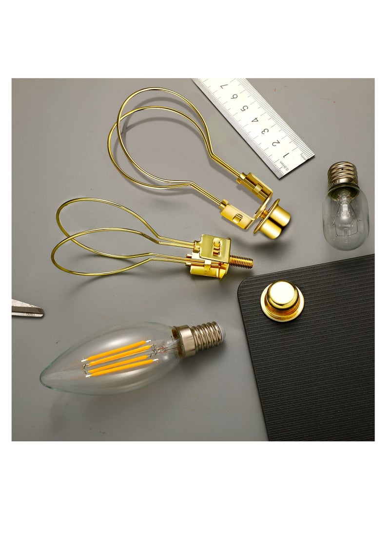 Excefore - Bulb Lamp Shade, 2 Pieces Lamp Shade Light Bulb Clip Adapter, Light Bulb Lamp Shade Clip Includes Finial and Lampshade Levellers for Lamp Shade Replacement, Bronze - Image 1