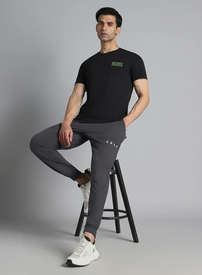 Cult Men Black Graphic Print Cotton T-Shirt