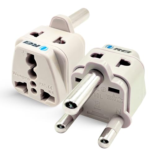 OREI India to South Africa, Botswana, Namibia & More (Type M) Travel Adapter Plug - 2 in 1 - CE Certified - RoHS Compliant - 2 Pack - White Color(DB-10L-2PK) - Image 1