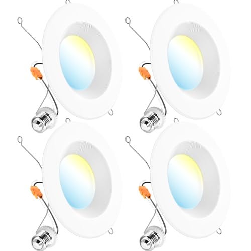Sunco Lighting Sunco Recessed Lighting 6 Inch, Retrofit Can Lights, 965LM, 13W (75W Equivalent), Selectable CCT 2700K/3000K/3500K/4000K/5000K, Dimmable, Baffle Trim, Damp Rated UL 4 Pack - Image 1