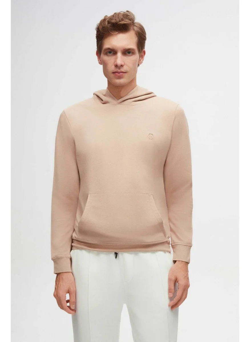 دي أس دامات Relaxed Fit Beige Cotton Logo Printed Sweatshirt 8HCE2ORT01001