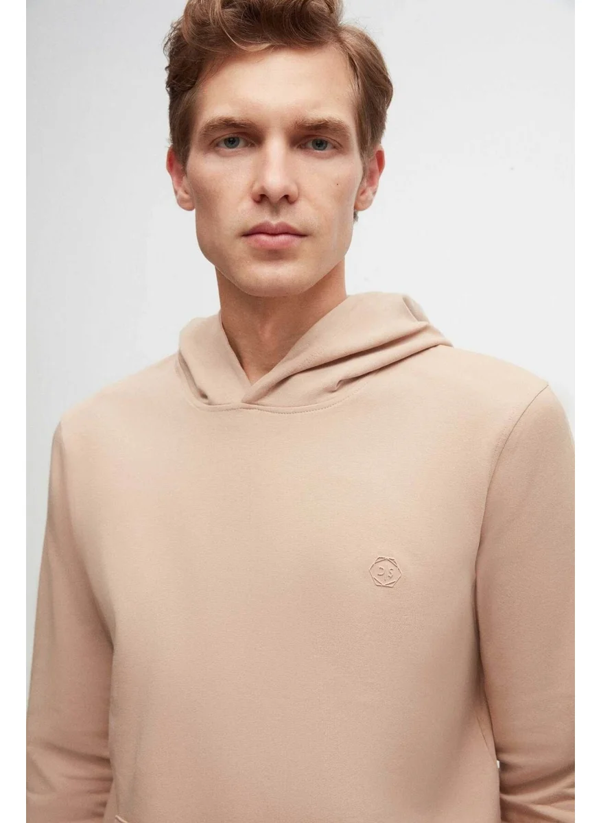 دي أس دامات Relaxed Fit Beige Cotton Logo Printed Sweatshirt 8HCE2ORT01001