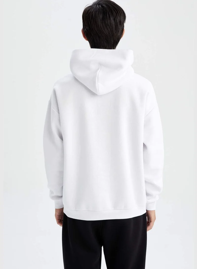 DeFacto Man Oversize Fit Hooded Long Sleeve Knitted Sweat Shirt