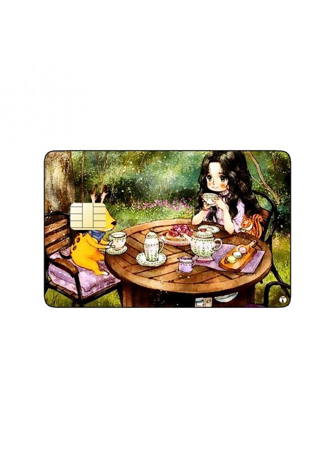 RKN PRINTED BANK CARD STICKER Cute Girl Drawing With Puppy - Image 2