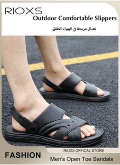 RIOXS Men's Casual Sandals, Open Toe Water Sandals, Summer Hiking Beach Outdoor Leisure Slippers, Comfortable Slide Slippers, Adjustable Flat Shoes With Back-Strap, Slip On Sandals For Men  - Image 4