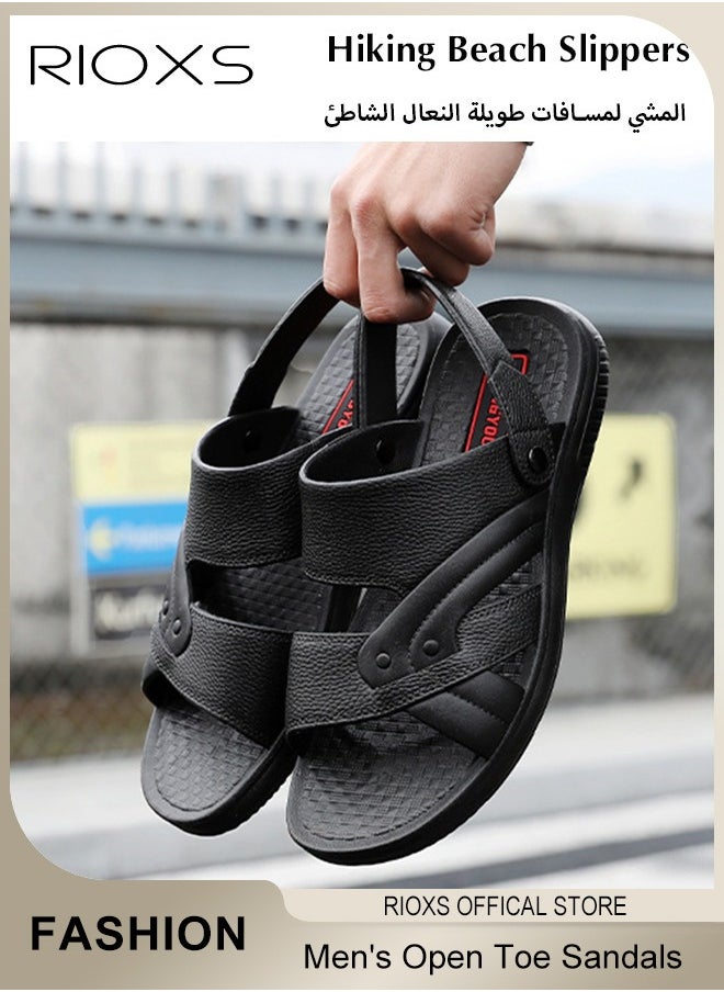 RIOXS Men's Casual Sandals, Open Toe Water Sandals, Summer Hiking Beach Outdoor Leisure Slippers, Comfortable Slide Slippers, Adjustable Flat Shoes With Back-Strap, Slip On Sandals For Men  - Image 5