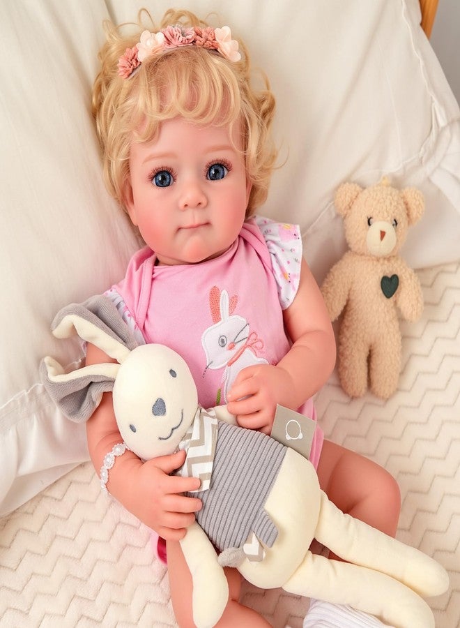 BABESIDE Reborn Baby Dolls - 17 Inch Silicone Baby Doll Realistic Baby Doll Girl Blond Curly Hair Girl Bebe Reborn de Silicona Full Body Real Life Baby Dolls with Gift Box for Kids Age 3+ Collectors - Image 3