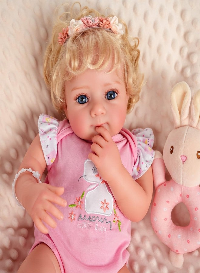 BABESIDE Reborn Baby Dolls - 17 Inch Silicone Baby Doll Realistic Baby Doll Girl Blond Curly Hair Girl Bebe Reborn de Silicona Full Body Real Life Baby Dolls with Gift Box for Kids Age 3+ Collectors - Image 2