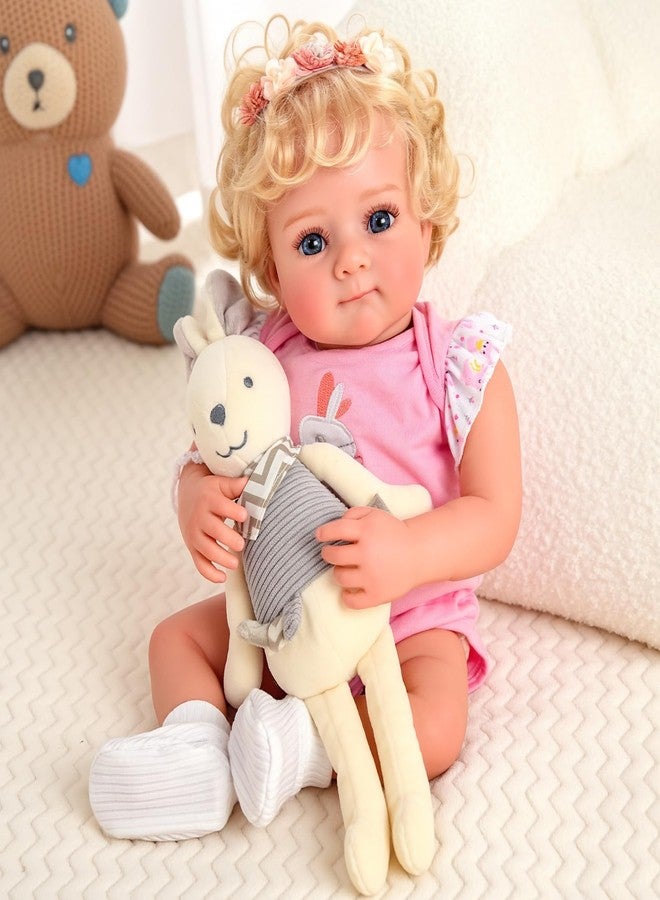 BABESIDE Reborn Baby Dolls - 17 Inch Silicone Baby Doll Realistic Baby Doll Girl Blond Curly Hair Girl Bebe Reborn de Silicona Full Body Real Life Baby Dolls with Gift Box for Kids Age 3+ Collectors - Image 4