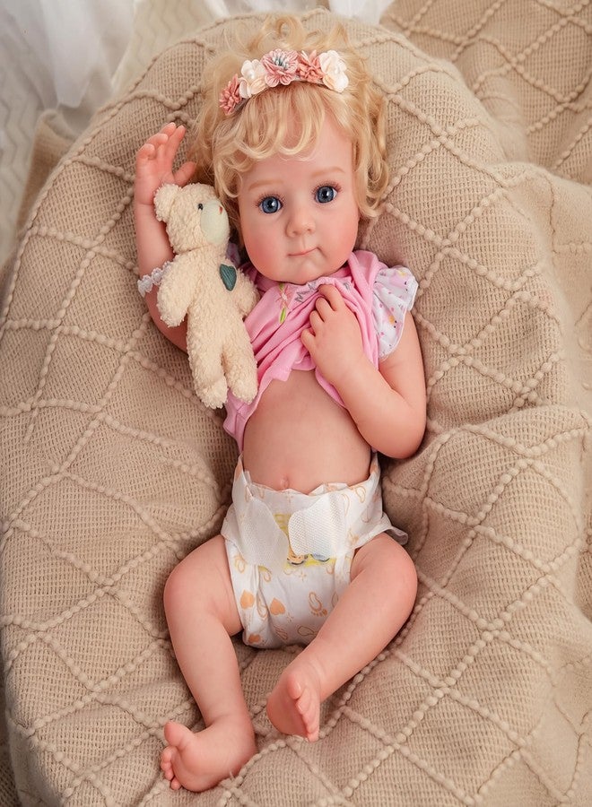 BABESIDE Reborn Baby Dolls - 17 Inch Silicone Baby Doll Realistic Baby Doll Girl Blond Curly Hair Girl Bebe Reborn de Silicona Full Body Real Life Baby Dolls with Gift Box for Kids Age 3+ Collectors - Image 1