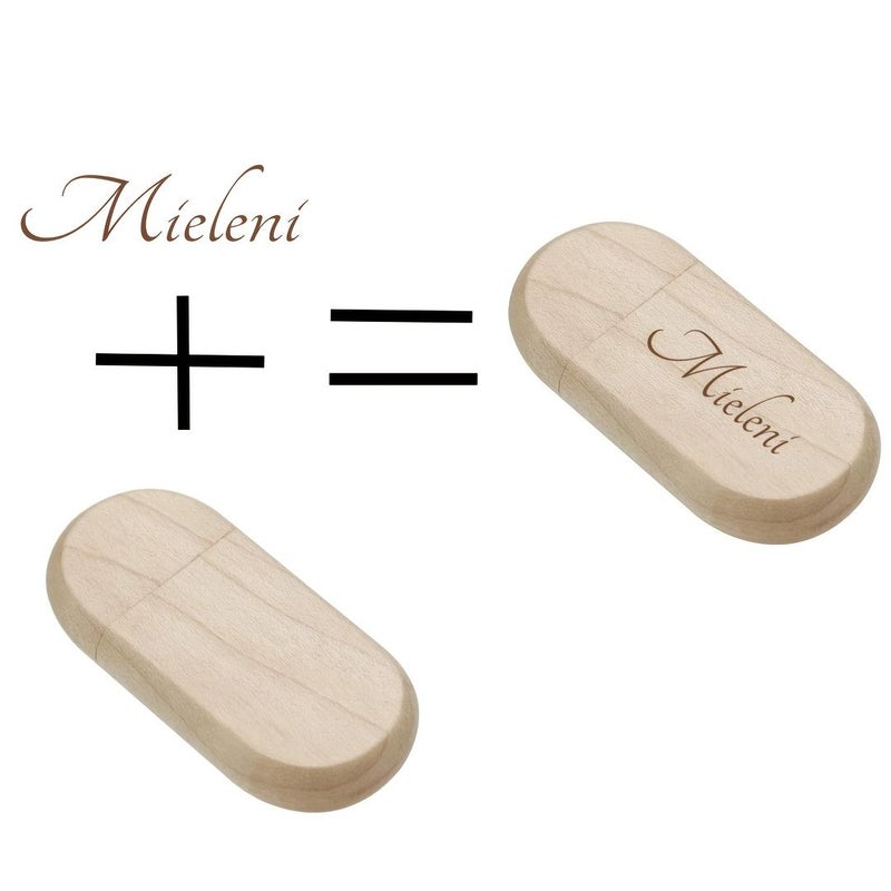 Custom Wooden Oval USB 2.0 Flash Drive 4GB Memory Pen - Image 4