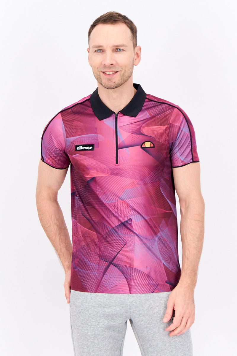 Ellesse تي شيرت رياضي للرجال بأكمام قصيرة، بولو، مجموعة بنفسجية - Image 1