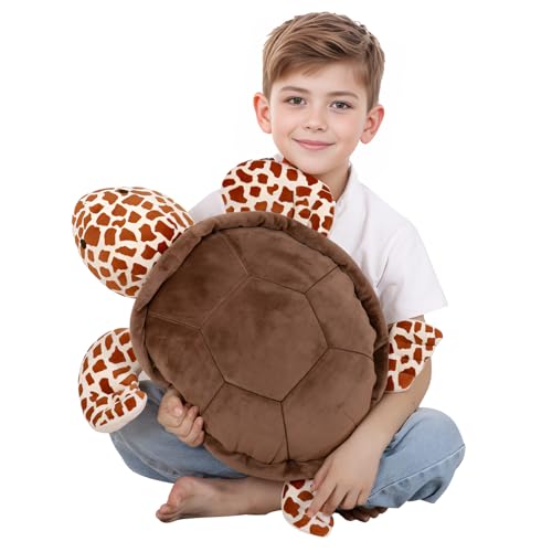 Dalmao 20 inch Sea Turtle Stuffed Animals Giant Brown Ocean Turtles Plush Big Turtle Body Pillow Plushies Toys Gifts for Boys Girls Girlfriend Birthday - Image 5