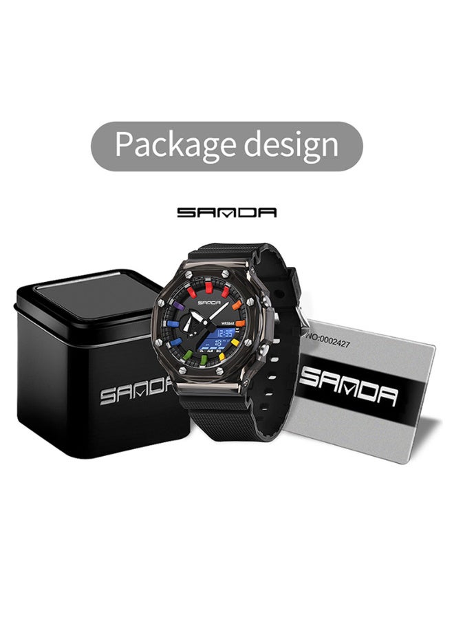 Sanda Watch Men'S And Women'S Fashion Korean Transparent High School Electronic Watch Multi-Functional Luminous Waterproof Live Explosions SANDA 3341 - Image 4