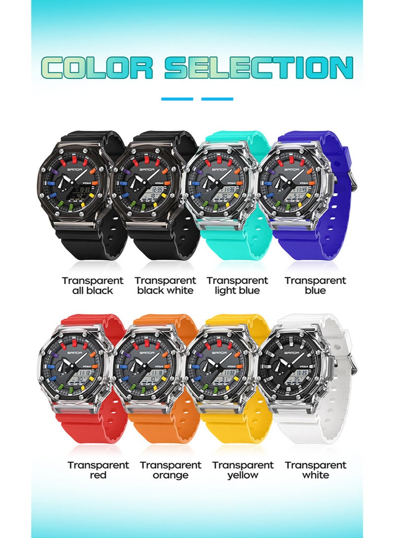 Sanda Watch Men'S And Women'S Fashion Korean Transparent High School Electronic Watch Multi-Functional Luminous Waterproof Live Explosions SANDA 3341 - Image 2
