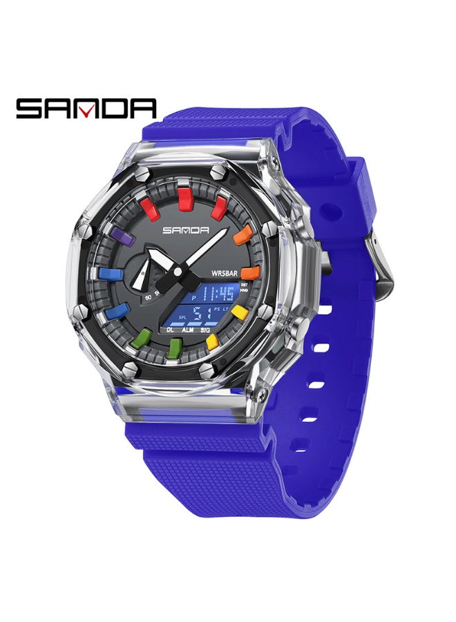 Sanda Watch Men'S And Women'S Fashion Korean Transparent High School Electronic Watch Multi-Functional Luminous Waterproof Live Explosions SANDA 3341 - Image 1