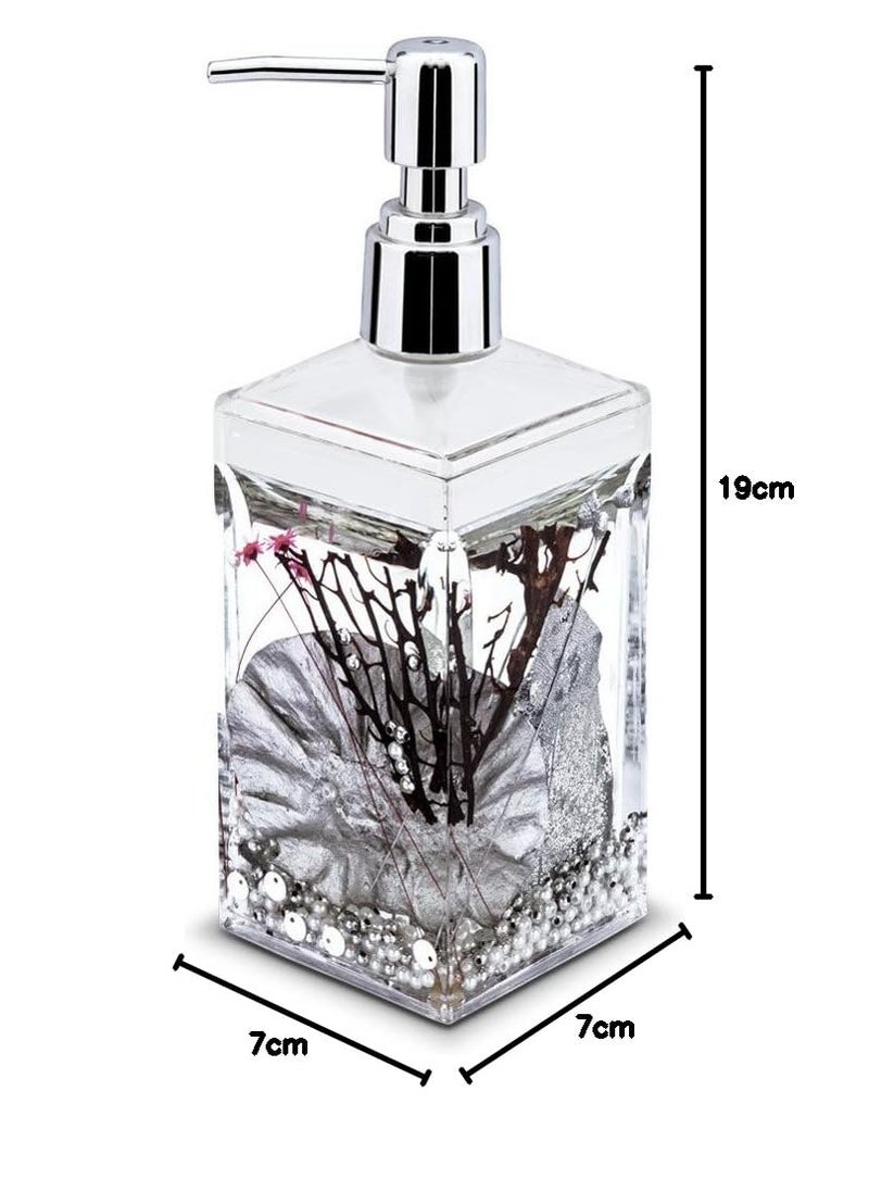 Freelance - Freelance Eden Acrylic Soap Dispenser, Shower Lotion, Gel, Conditioner, Liquid Shampoo Pump, Silver - Image 1