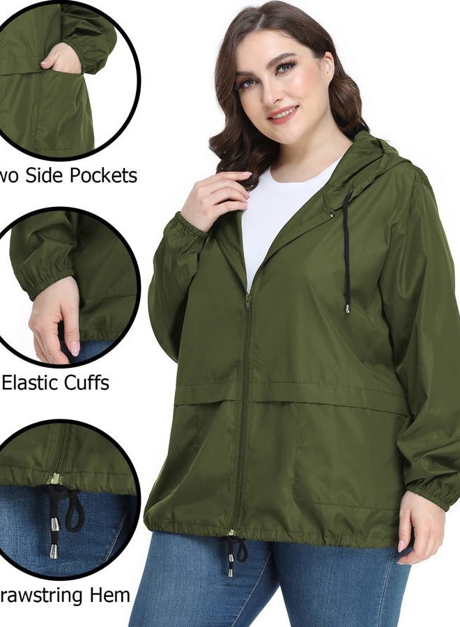 JTANIB Packable Rain Jacket Women Waterproof Lightweight Raincoat with Hood for Hiking Outdoor Travel, A-army Green, S - Image 4