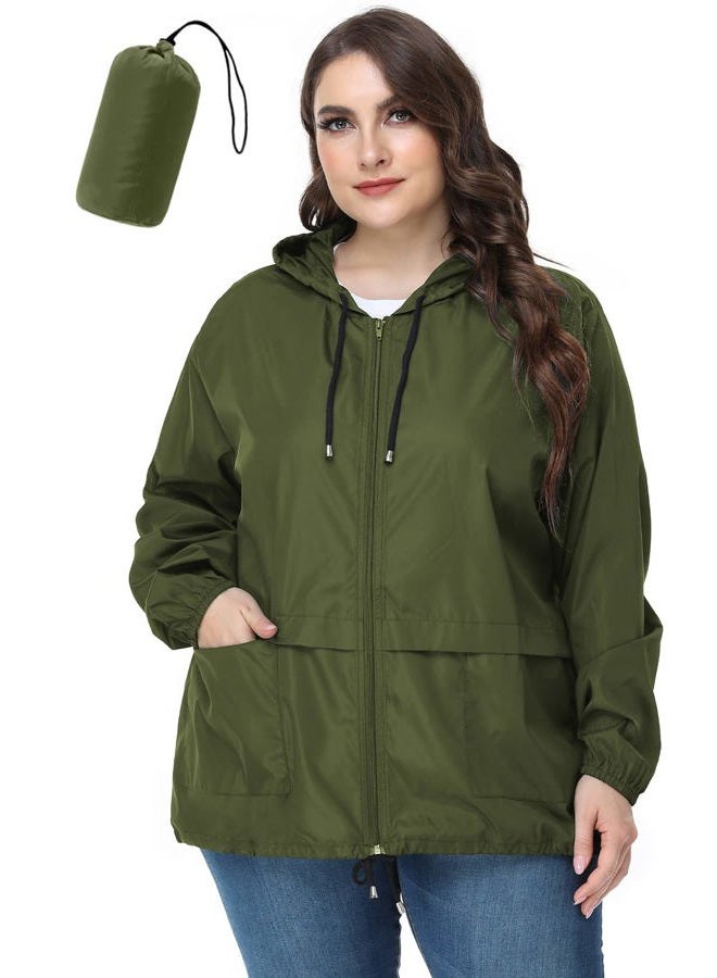 JTANIB Packable Rain Jacket Women Waterproof Lightweight Raincoat with Hood for Hiking Outdoor Travel, A-army Green, S - Image 1
