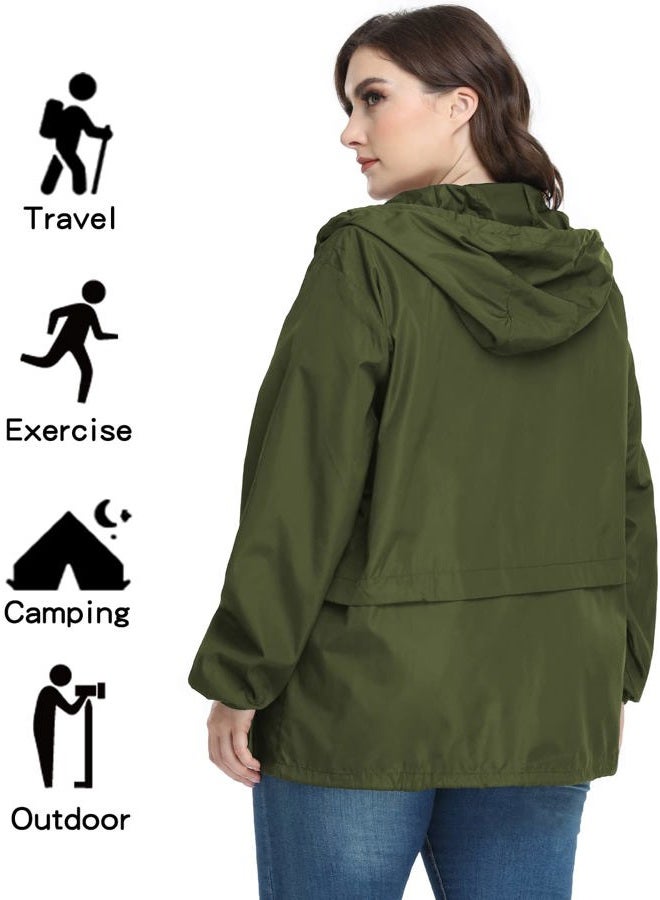 JTANIB Packable Rain Jacket Women Waterproof Lightweight Raincoat with Hood for Hiking Outdoor Travel, A-army Green, S - Image 3