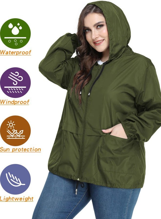 JTANIB Packable Rain Jacket Women Waterproof Lightweight Raincoat with Hood for Hiking Outdoor Travel, A-army Green, S - Image 2