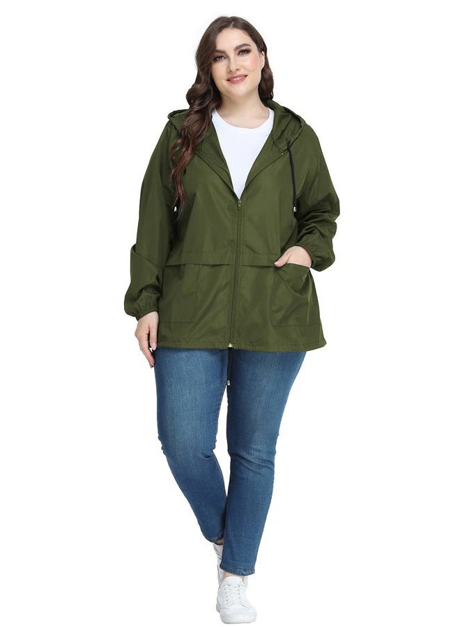 JTANIB Packable Rain Jacket Women Waterproof Lightweight Raincoat with Hood for Hiking Outdoor Travel, A-army Green, S - Image 5