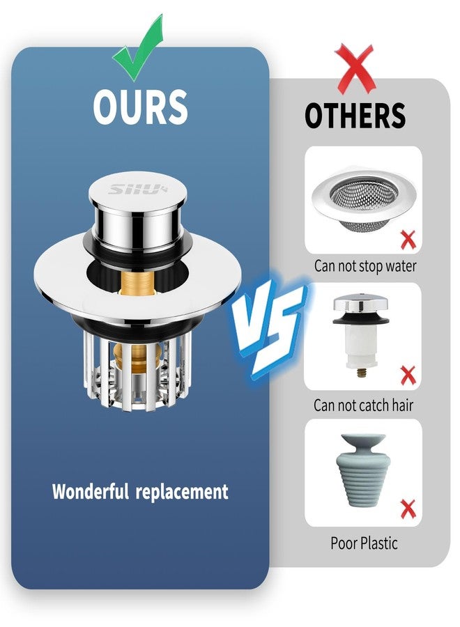 SIIU Bathtub Stopper | Shower Drain Hair Catcher, Pop-up Tub Stopper with Effective Filter Basket, Anti-Clogging Bathtub Drain Plug Bath Tub Stoppers for 1-1/2 to 1-3/4"" - Image 4