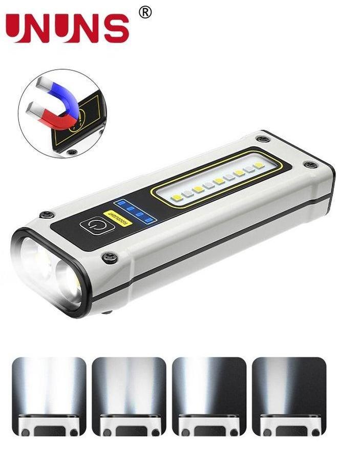 UNUNS Rechargeable LED Flashlight,Super Bright Flashlight With Battery Display And 3 Modes,Waterproof Torch Light Magnetic Tail,COB Side Lights For Camping Emergencies  - Image 1