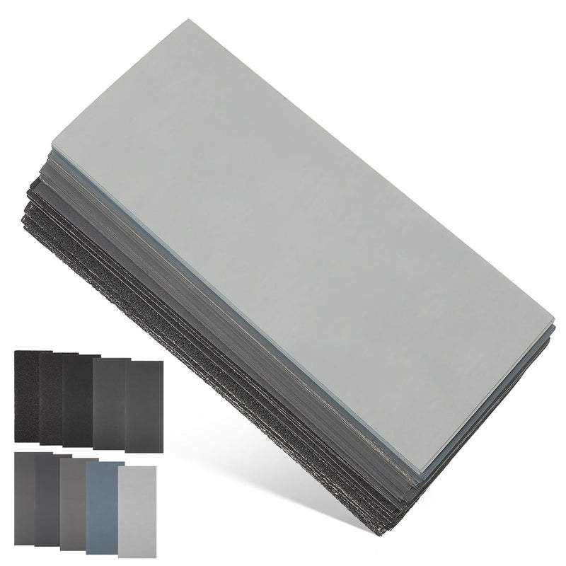 Abaodam 100pcs Wet and Dry Sandpaper Sheets Assortment Pack 80-5000 Grit Automotive Polishing Abrasive Sandpaper for Furniture Finishing and Glass Surface - Image 1