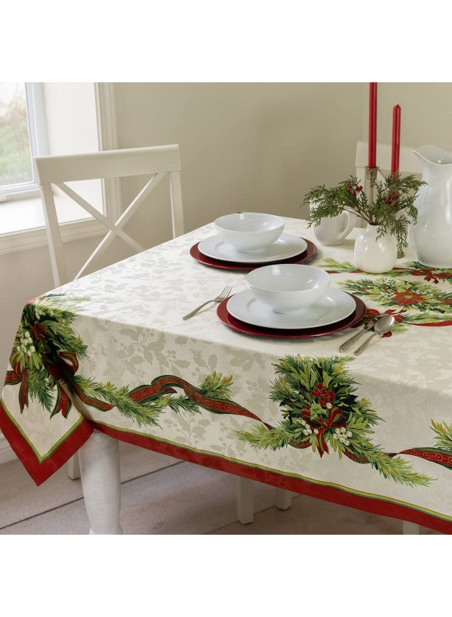 Benson Mills Christmas Ribbons Engineered Printed Fabric Table Cloth, Winter, Holiday and Christmas Tablecloth (52" X 70" Rectangular, Xmas Ribbons) - Image 2