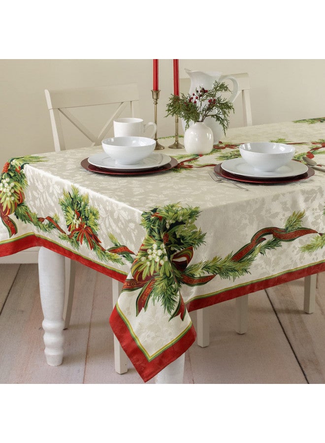 Benson Mills Christmas Ribbons Engineered Printed Fabric Table Cloth, Winter, Holiday and Christmas Tablecloth (52" X 70" Rectangular, Xmas Ribbons) - Image 3