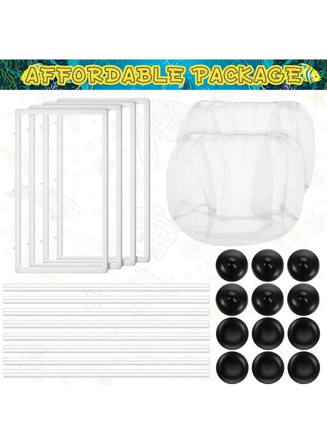 Shappy 2 Pieces Fish Tank Breeder Net Mesh Breeder Box Fish Hatchery Isolation Separation Net Plastic Frame Fry Hatchery Incubator Mesh Breeding Box with Suction Cup for Aquarium - Image 2