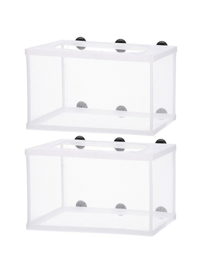 Shappy 2 Pieces Fish Tank Breeder Net Mesh Breeder Box Fish Hatchery Isolation Separation Net Plastic Frame Fry Hatchery Incubator Mesh Breeding Box with Suction Cup for Aquarium - Image 1