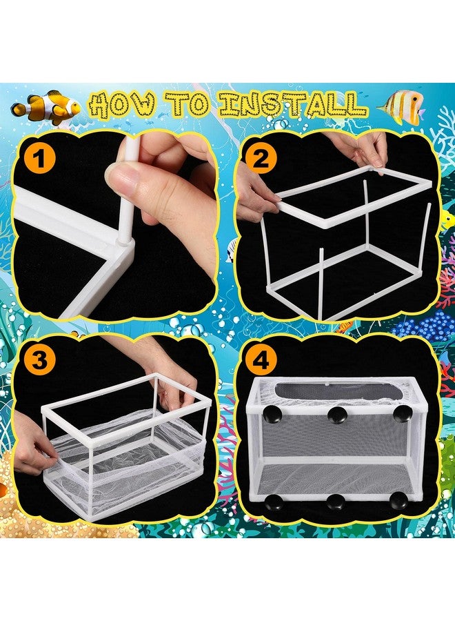 Shappy 2 Pieces Fish Tank Breeder Net Mesh Breeder Box Fish Hatchery Isolation Separation Net Plastic Frame Fry Hatchery Incubator Mesh Breeding Box with Suction Cup for Aquarium - Image 3