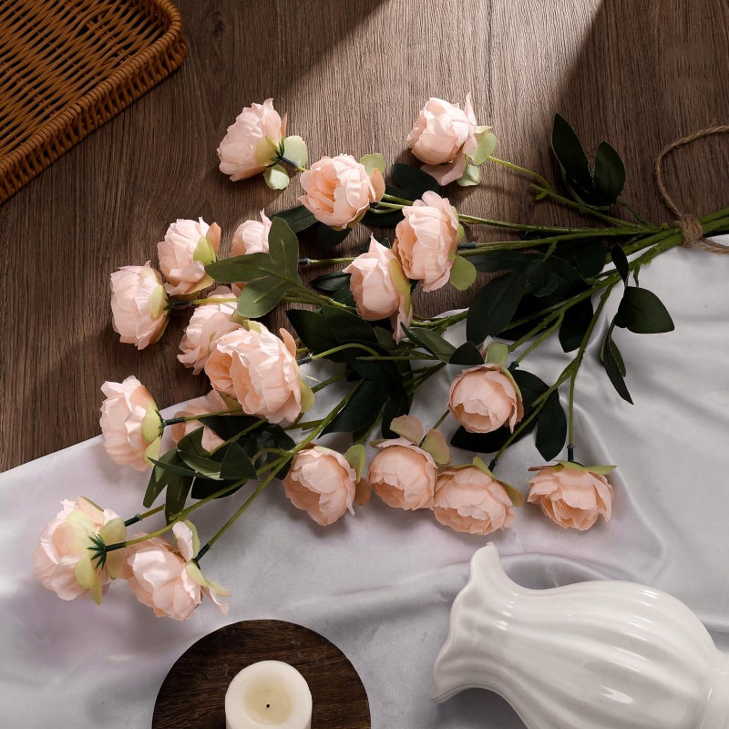 Craftsatin 6 Pack 32" Artificial Peonies Flowers for Vase(Vase Not Included)-6 Stems Faux Peony with 42 Silk Heads, Fake Long Stem Flowers for DIY Bouquets Wedding Centerpieces Home Decor(Pink) - Image 4