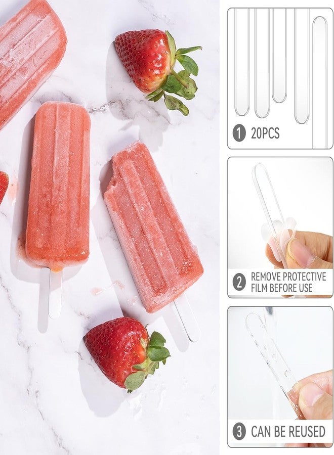 Gifzy Reusable Acrylic Popsicle Sticks 4.5 Inch Popsicle Mold Sticks for DIY Ice Pop, Cake Pop,Candy Desert Making Crafts (Transparent) - Image 4