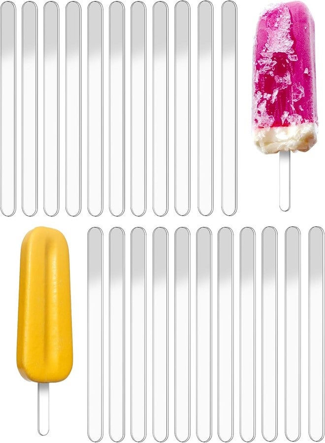 Gifzy Reusable Acrylic Popsicle Sticks 4.5 Inch Popsicle Mold Sticks for DIY Ice Pop, Cake Pop,Candy Desert Making Crafts (Transparent) - Image 1