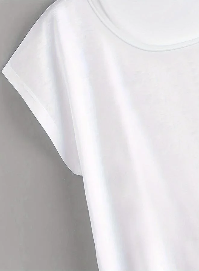 Take Two White White Graphic Print Round Neck Short Sleeve T-Shirt for Women | Best Price UAE