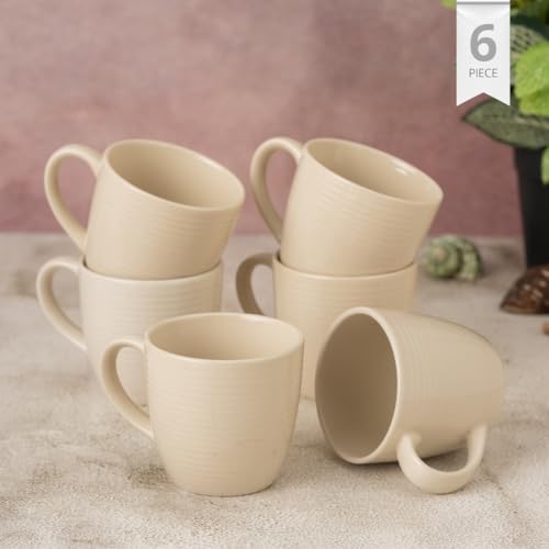 Clay Craft Fine Ceramic Horizon Ivory Coffee Mug Set of 6, Cups for Tea & Coffee, Mug Set, Gift Set, Elegant Design for Home and Kitchen and Can Be Gifted to Your Loved Ones On Any Occassions - Image 2