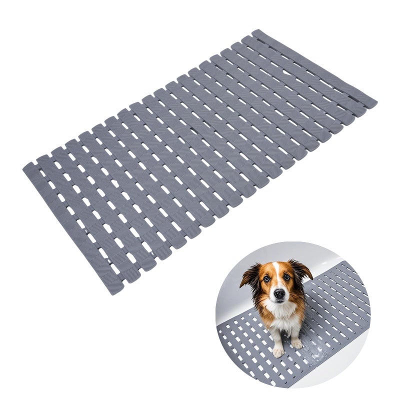 Wiojtry Bathtub Shower Mat, Pet Dog Bathing Non-Slip Mat, Dog Bath mat for tub, Quick Drain Bathtub Mat with Suction Cups & Drain Holes for Bathroom, 27.1x15.7 Inch - Image 1